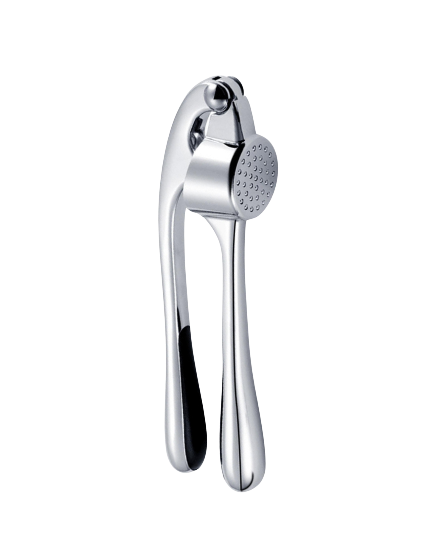 Een hoogwaardige, glanzend zilveren knoflookpers van Kitchenz met een verzwaard handvat en een uitneembaar rooster voor moeiteloos persen en reinigen.
luxe knoflookpers, Kitchenz chrome keukengerei, zilveren look lookpers, professionele knoflookknijper, hoogglans keukenaccessoire, Kitchenz culinaire tools.